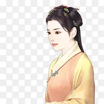 黄裙忧郁女子