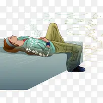 仰卧的男孩手绘人物