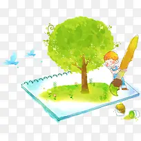 手绘绘画男孩画报
