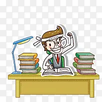 在桌子上学习的男子