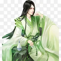 古风立绘绿云男子