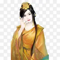 头戴花朵黄裙古风男子