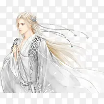 白衣优雅男子手绘古风