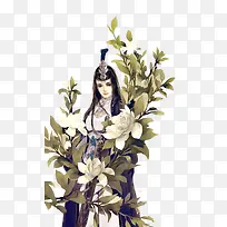 彩绘立绘树木中的男子