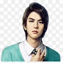 手绘长脸男子