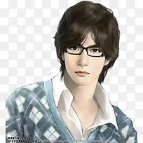 手绘眼镜书生男子