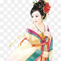 卡通淡绿色衣裳美女