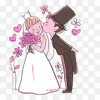 手绘卡通婚礼人物