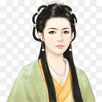 黄衣严肃美女古风手绘