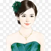 绿裙端庄女子