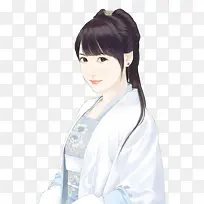 白衣耳坠女子古风立绘
