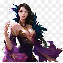 手绘紫衣女子
