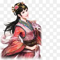 红色华服女子古风立绘