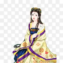 手绘古风金头饰女子