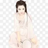 素装睡衣女子古风立绘