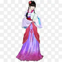 红衣单纯女子古风立绘