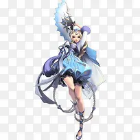 手绘银扇女子