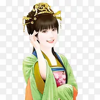 绿裙典雅古风女子