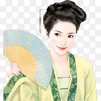 甩扇女子古风立绘