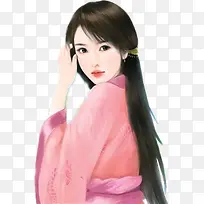 回眸一笑女子手绘古风
