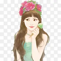 花环冰淇淋可爱女子