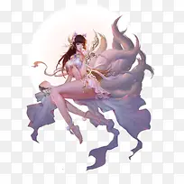 手绘九尾狐妖女子