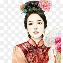 精巧的清宫美女古风手绘