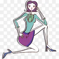手绘时尚端庄美女