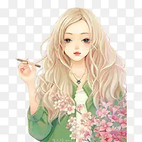 彩绘黄头发女孩美女