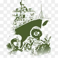 绿色邮轮剪影党建
