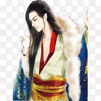 穿狐裘的美男古风手绘