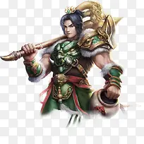 金色大锤绿甲将军古风手绘