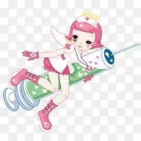 坐在针管上的女孩