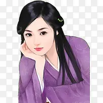 彩绘立绘紫色衣服美女