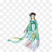 古代立绘绿衣服可爱素材