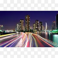 紫色天空彩色街道