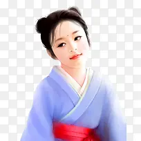 古风美女绾发素衣女童女孩