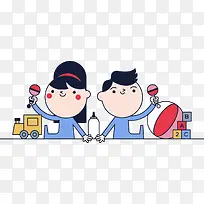 龙凤胎卡通矢量图