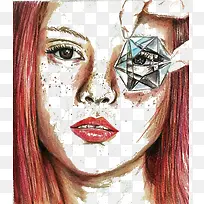 彩绘美女图案