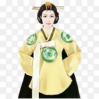 黄色韩服手绘