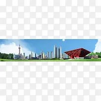 现代城市建筑背景banner