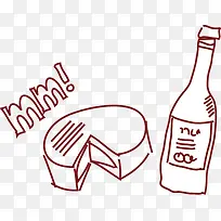 手绘棕色线条食物