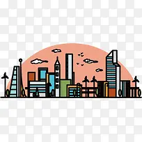 矢量粉色城市