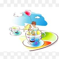 杯子中的情侣