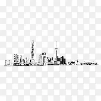 黑白城市剪影