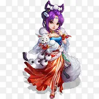 卡通猫咪蓝发女孩