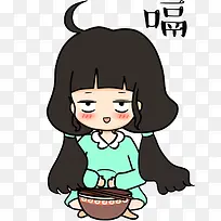 打嗝的女孩卡通