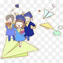 纸飞机上的孩子