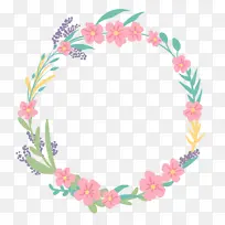 手绘花圈花朵绿叶边框元素