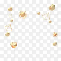C4D金色爱心金属立体